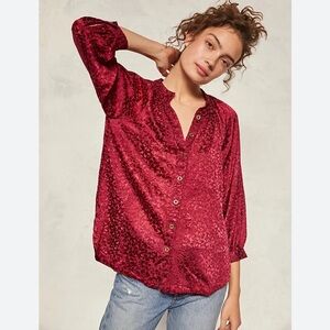 Anthropologie Red Blouse